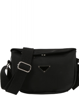 Nylon Triangle Plaque Crossbody Bag GLV0173 BLACK